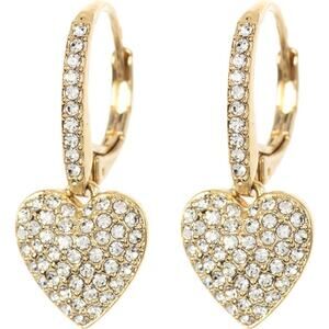 Nadri Gold Tone Pavé CZ Heart Drop Leverback Earrings